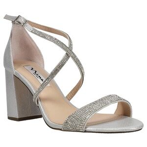 Vince Camuto Glittering Silver Block Heel Sandals